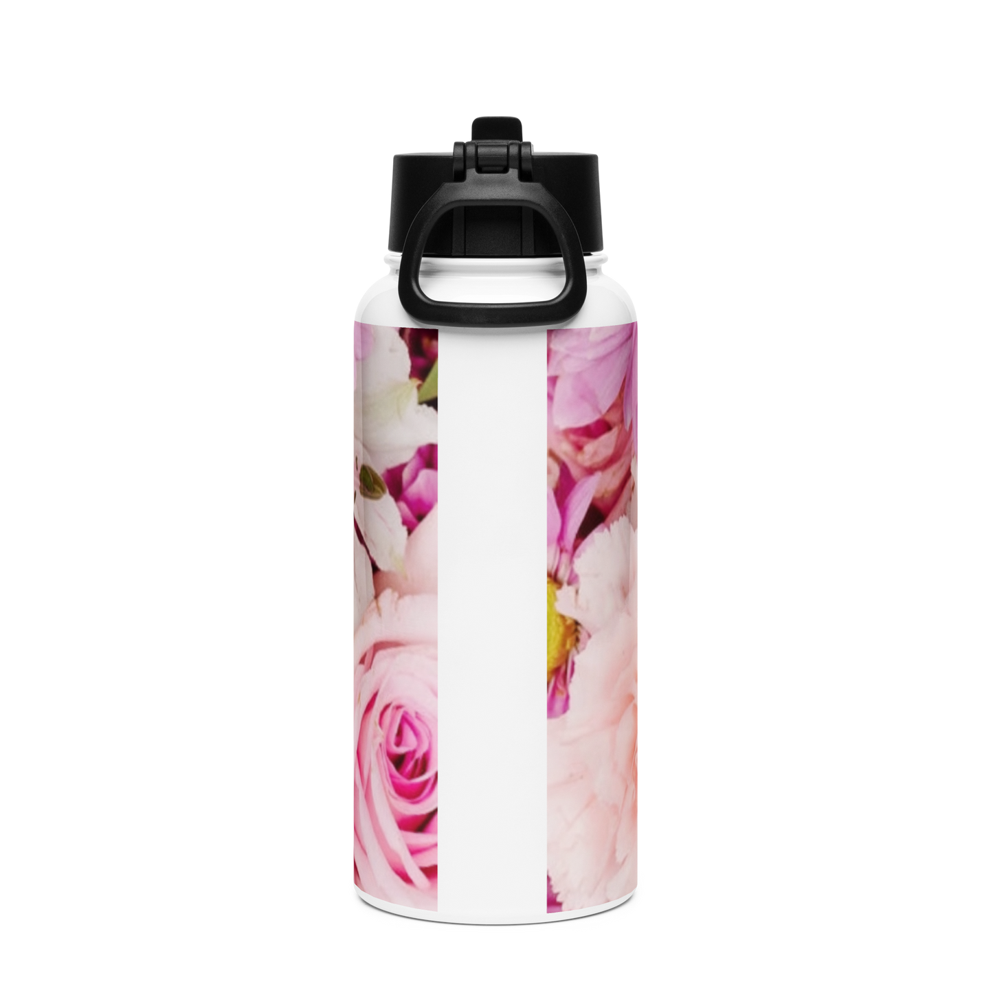 healthywealth.net pink Flowers Water bottle