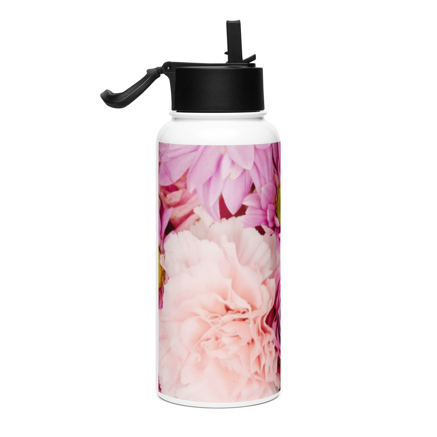 healthywealth.net pink Flowers Water bottle