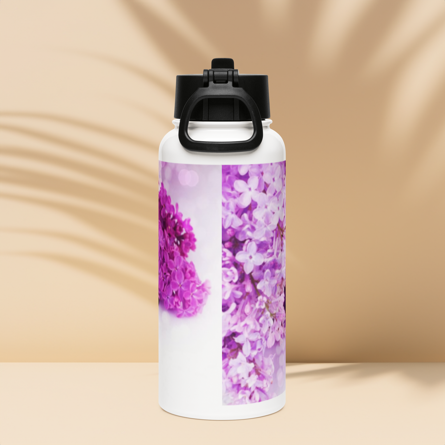 healthywealth.net purple flowers water bottle