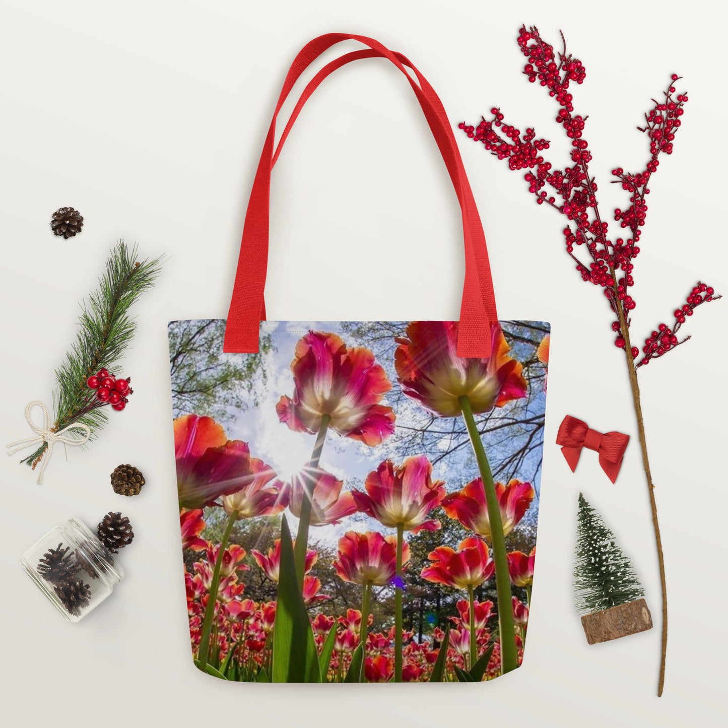 red Flowers tote bag healthywealth.net