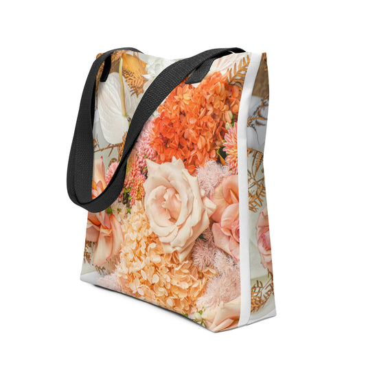 healthywealth.net orange flowers tote bag