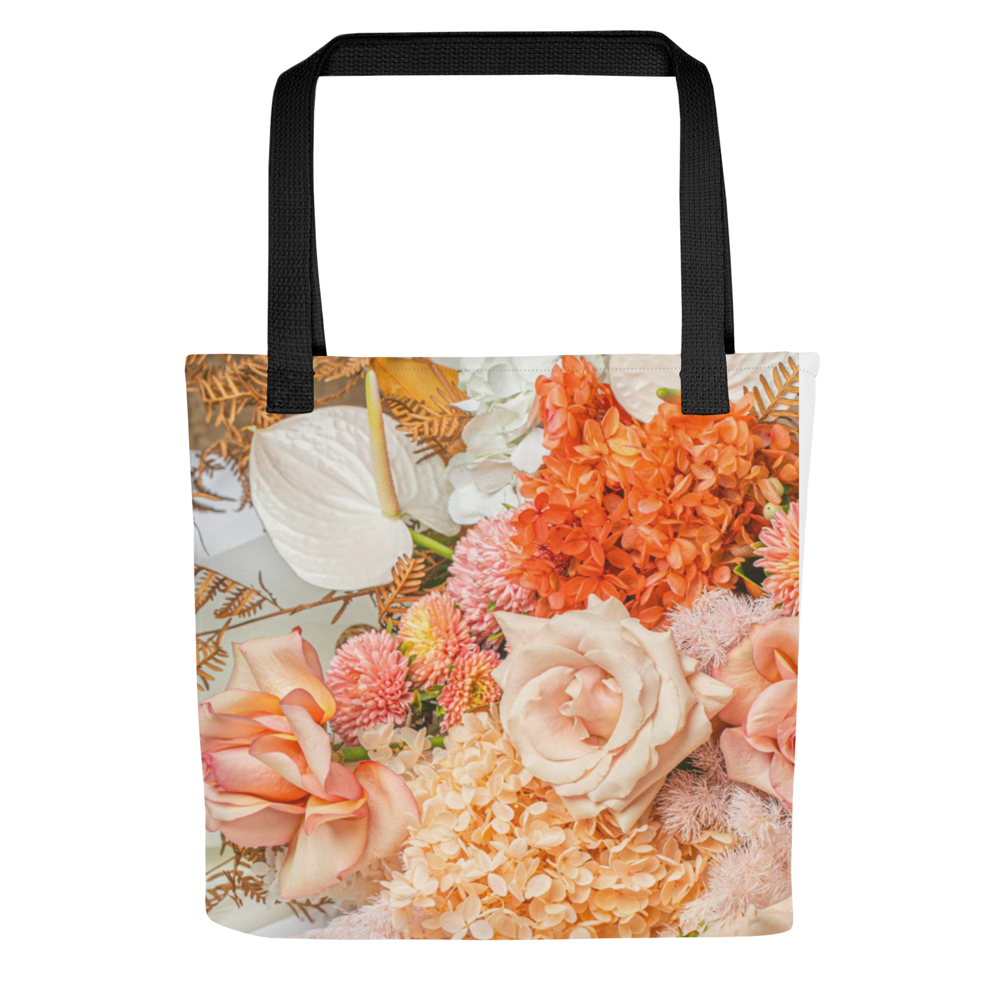healthywealth.net orange flowers tote bag