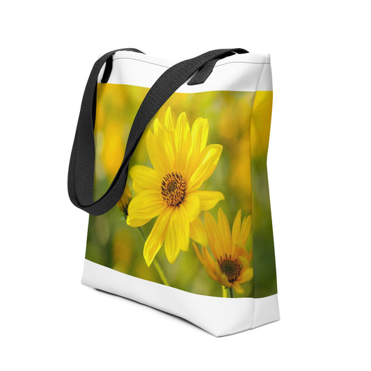 yellow flowers healthywealth.net tote bag